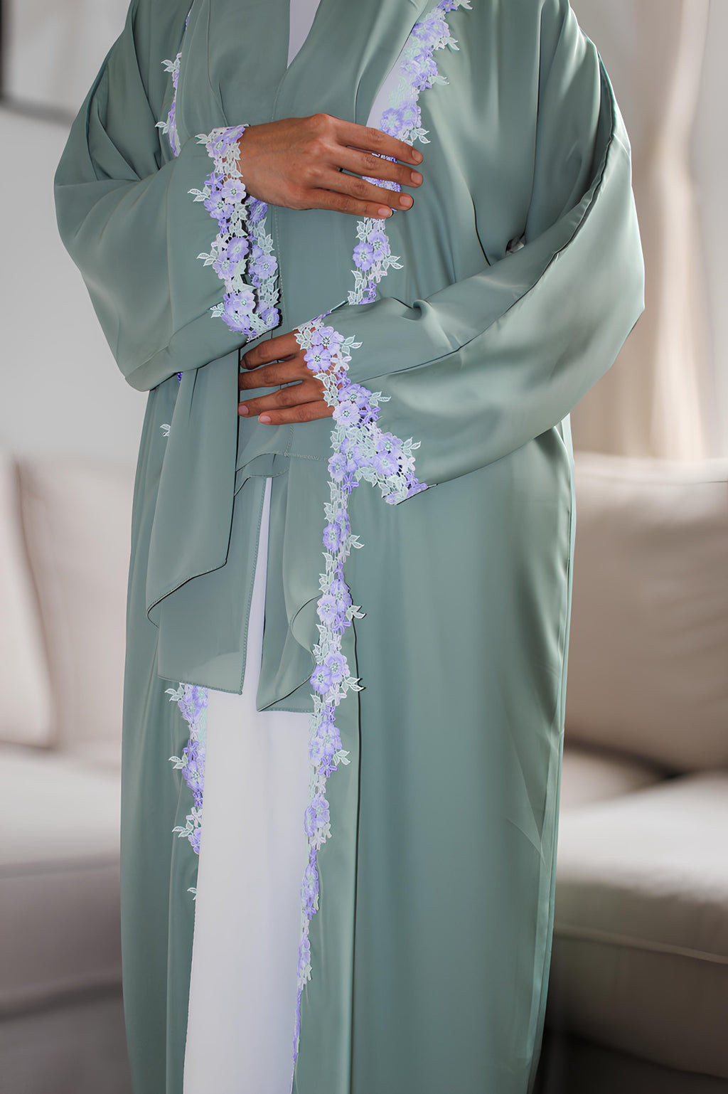 Sage Floral Abaya