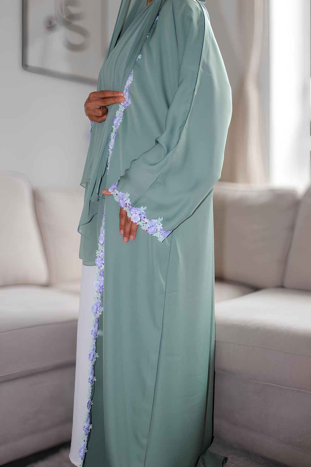 Sage Floral Abaya
