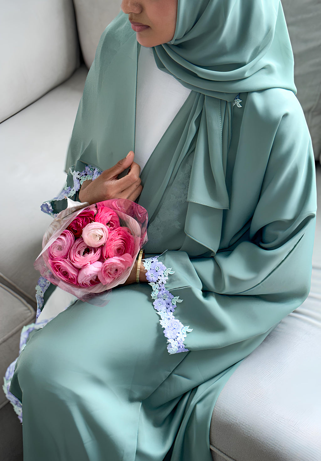 Sage Floral Abaya